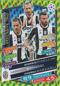 Giorgio Chiellini / Leonardo Bonucci / Andrea Barzagli Juventus FC 2016/17 Topps Match Attax CL Defensive Trio #S26